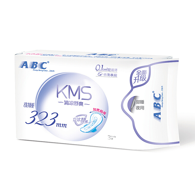 ABC卫生巾 甜睡夜用加长夜用3片 323mm