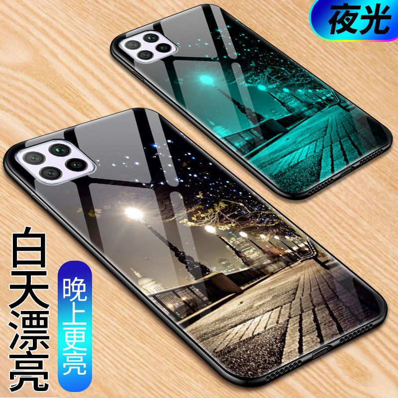 oppoa72 手机壳a72夜光玻璃全包新款男女防摔磨砂硅胶软壳 -夜光-不负