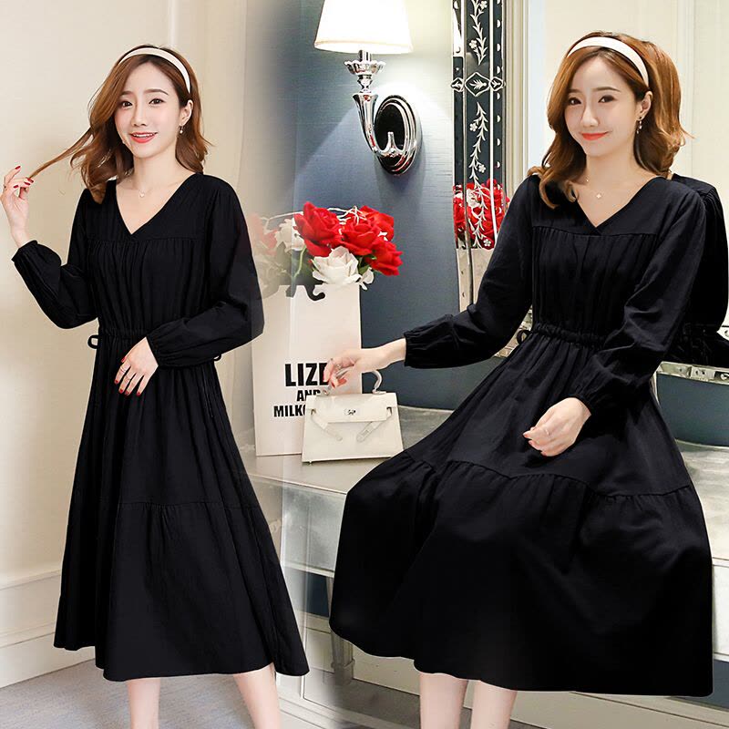 迪鲁奥(DILUAO)孕妇裙2021时尚长袖连衣裙中长款外出女辣妈A字裙孕妇裙图片