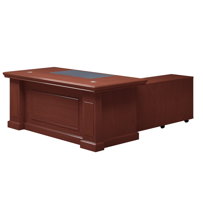 臻远 ZY-BGZ-10油漆家具老板桌大班台办公桌主管经理桌含副柜1.8米高清大图