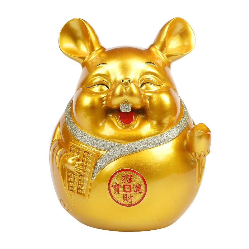 老鼠存钱罐只进不出可取储蓄罐大人儿童家用办公创意摆件大号 三维工匠 中号鼠送金垫不可取只进不出高清大图