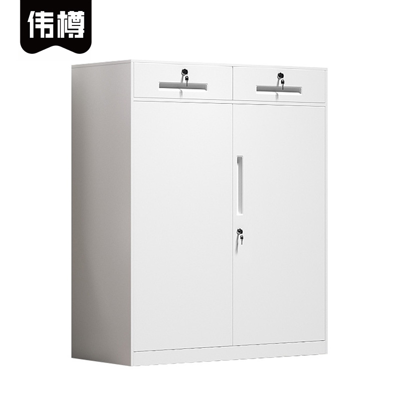 伟樽铁皮矮柜白色对开铁门二抽900*400*1090mm台