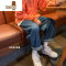 YANXU夏季牛仔裤男生宽松直筒黑色休闲长裤韩版潮流复古潮牌百搭阔腿裤薄款广州新塘牛仔