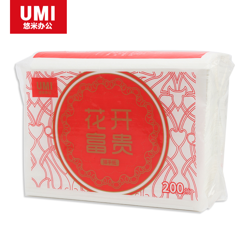悠米(UMI)C06001W单层擦手纸 200抽 20包/箱(1箱装)高清大图