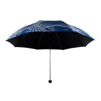 天堂 缎面黑胶丝印抽象图案三折遮阳伞太阳伞晴雨伞1283