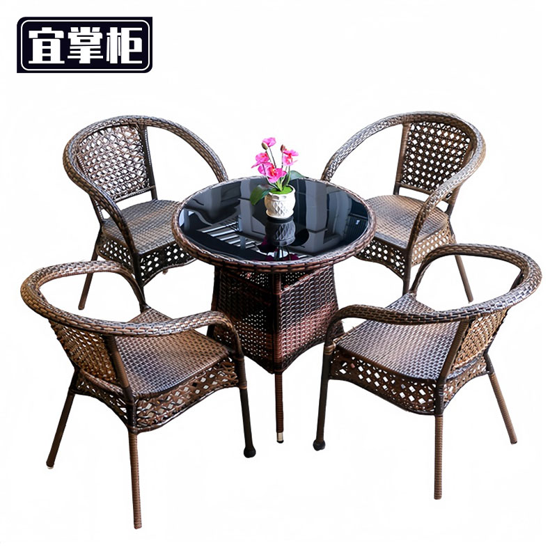 宜掌柜藤编桌椅高清大图
