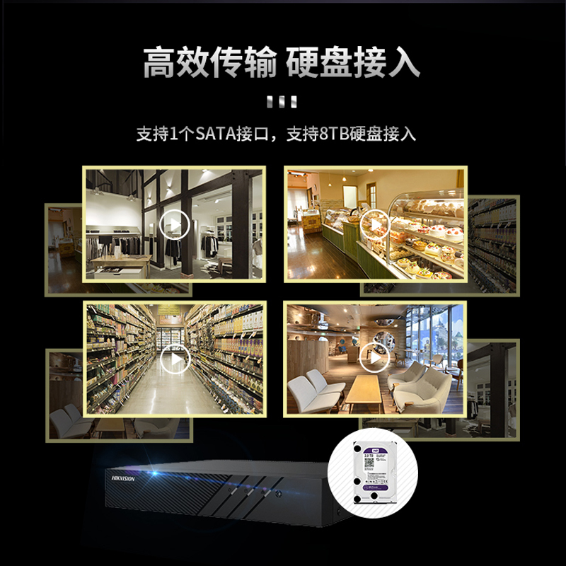 海康威视 32路R系列高性能2盘位录像机+2T硬盘*2 高清安防监控主机