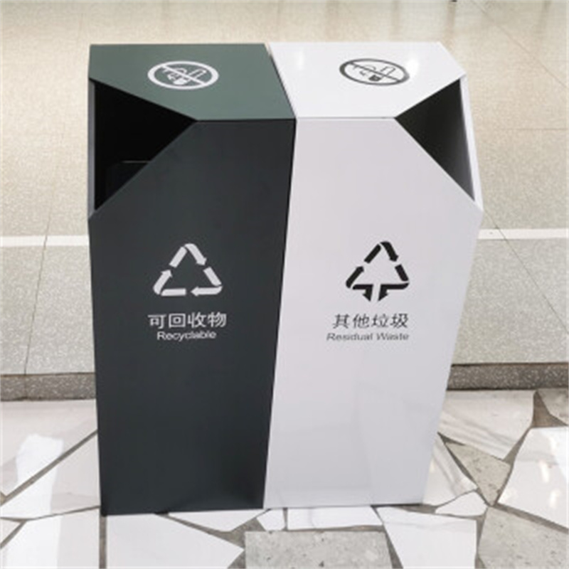 丰甲分类垃圾桶FJ-1450商用大号果皮箱白灰双桶