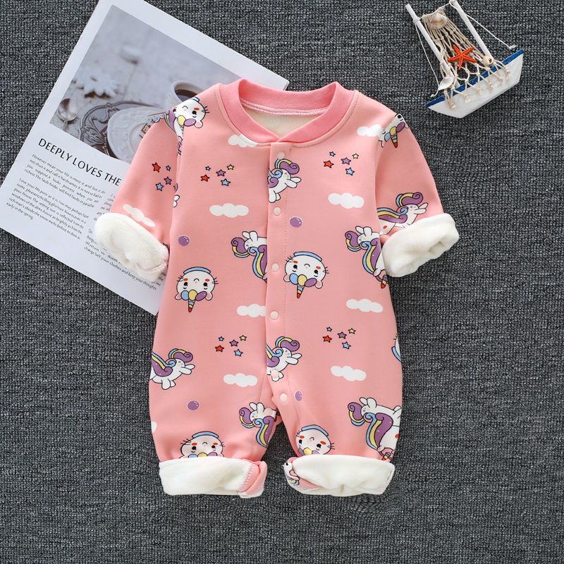 婴儿连体衣加绒加厚秋冬款幼儿保暖衣服莎丞