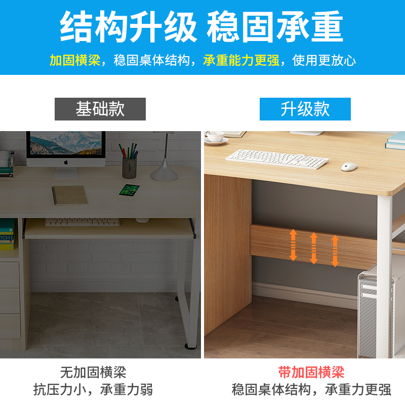 简易电脑台式桌家用办公抽屉带锁写字桌学生书桌现代简约卧室桌子