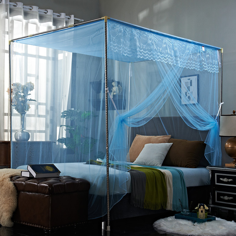 可穿杆老式蚊帐加密防尘顶学生宿舍方顶单门家用11215米18米