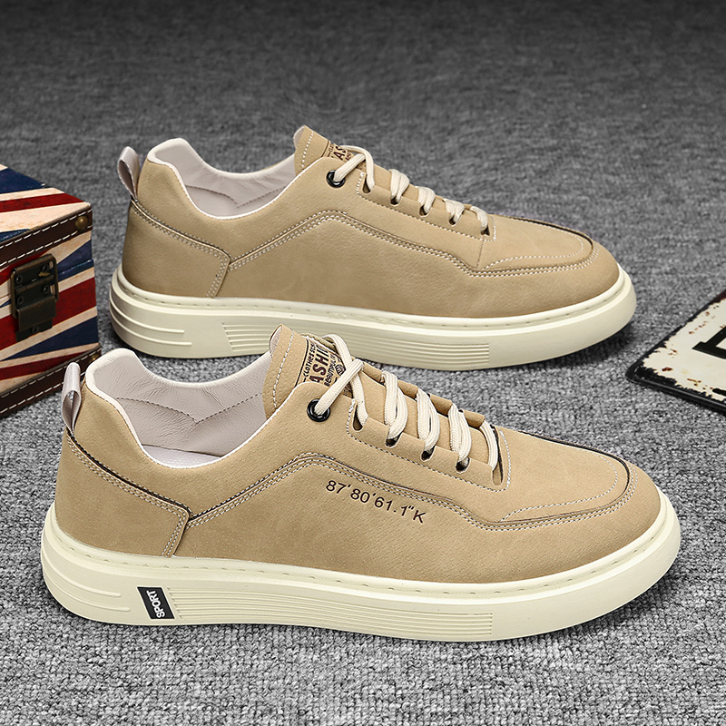 述雅男鞋秋季新款韩版潮流休闲翻毛皮板鞋男士商务英伦