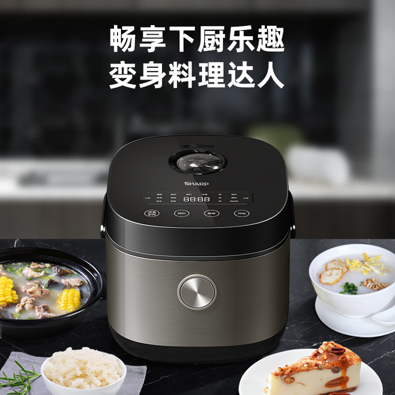 夏普电饭煲KS-E50FNA-B 大容量多功能电饭煲 陶晶内胆 24小时预约 加厚内胆 5L 黑色高清大图