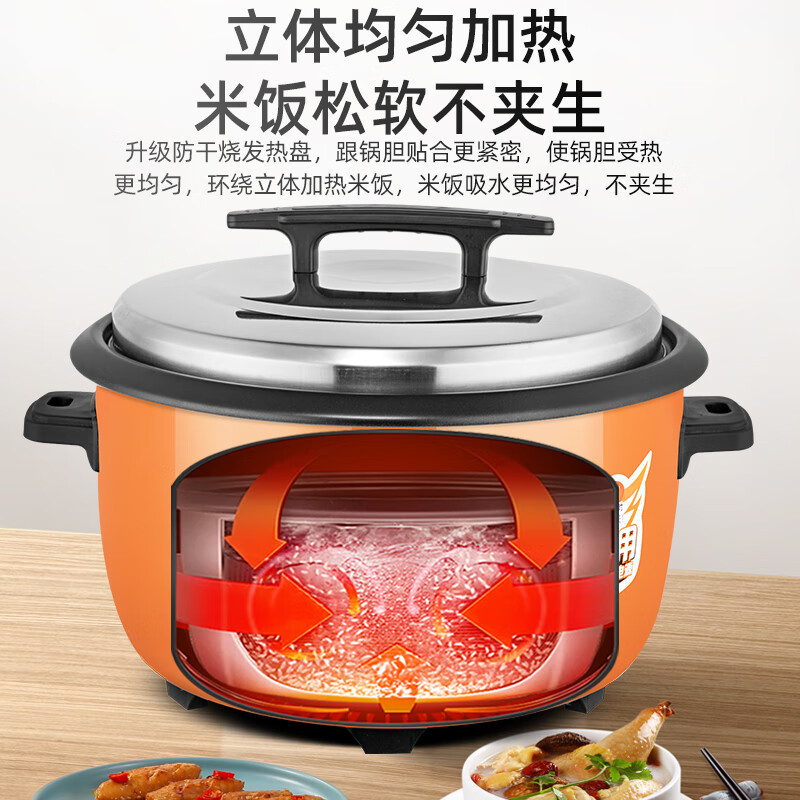 tiger 商用电饭锅食堂大容量10人以上电饭锅 老式饭店用大型电饭煲 45升 55-65人用高清大图