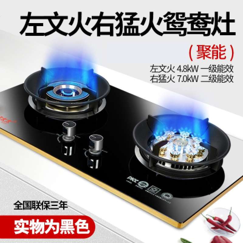 纳丽雅(Naliya)定时九腔煤气灶双灶家用液化气台式嵌入式天然气 文武火+双边聚能炉架+防撞边框 液化气