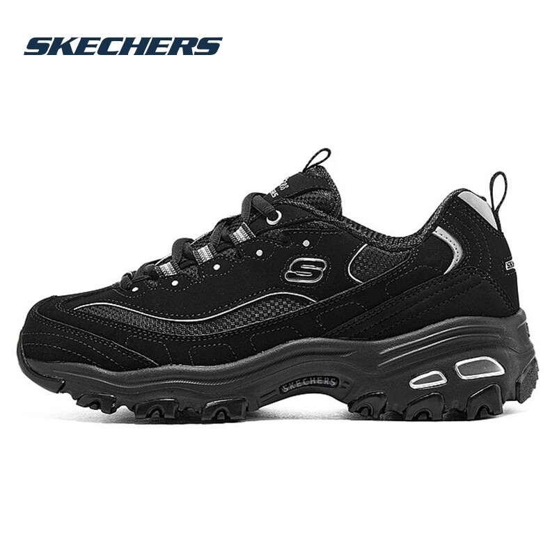 斯凯奇(Skechers)女鞋2023秋季新款黑武士运动鞋厚底增高老爹鞋经典复古透气休闲鞋 66666179-BBK 3