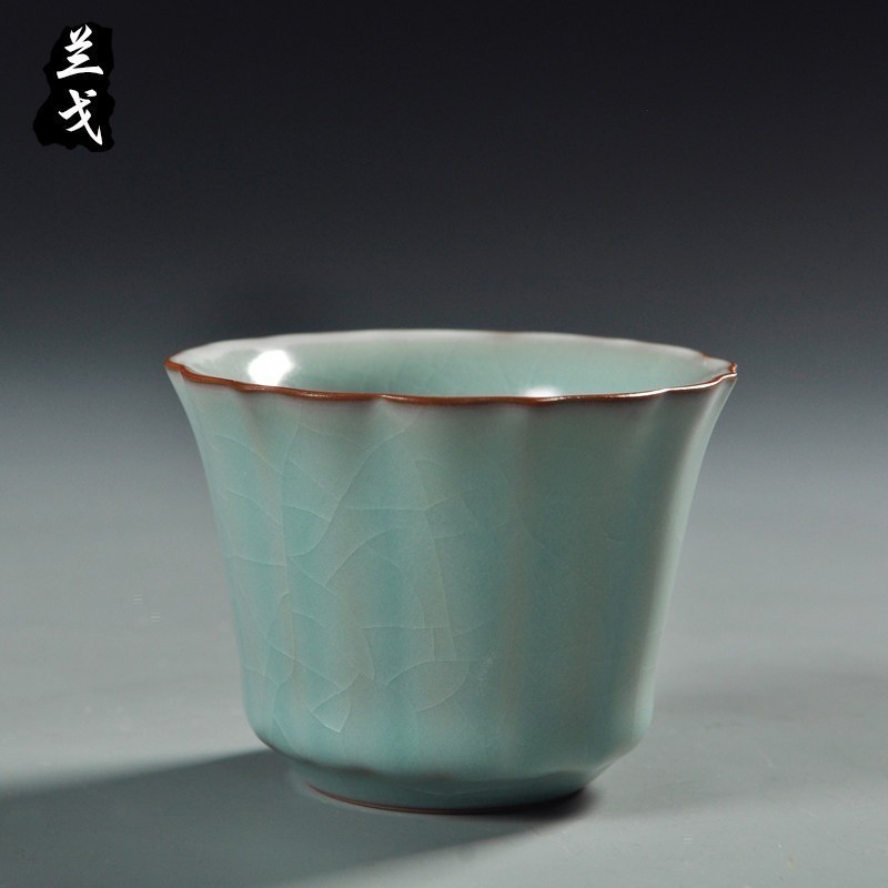 美帮汇汝窑茶杯汝瓷功夫茶具套装开片陶瓷主人杯茶道单杯大号品茗杯高清大图