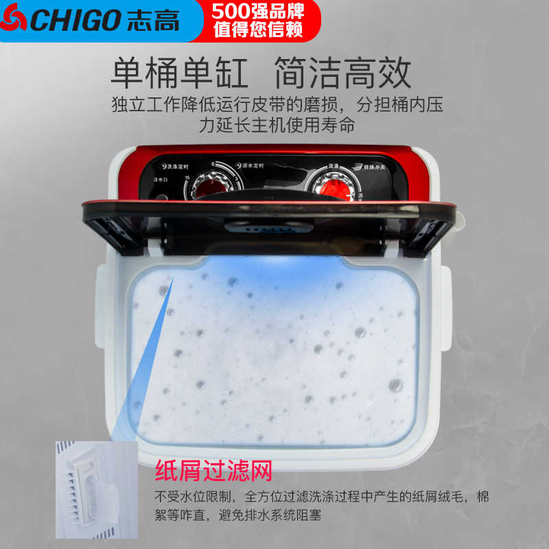 志高(CHIGO) XPB46-68 4.6公斤半自动单桶迷你洗衣机 红色高清大图