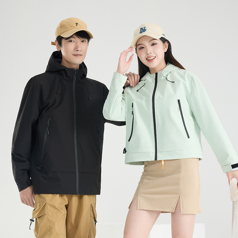 渔人船长春秋新款时尚休闲运动情侣冲锋衣男女款户外潮牌单衣夹克高清大图