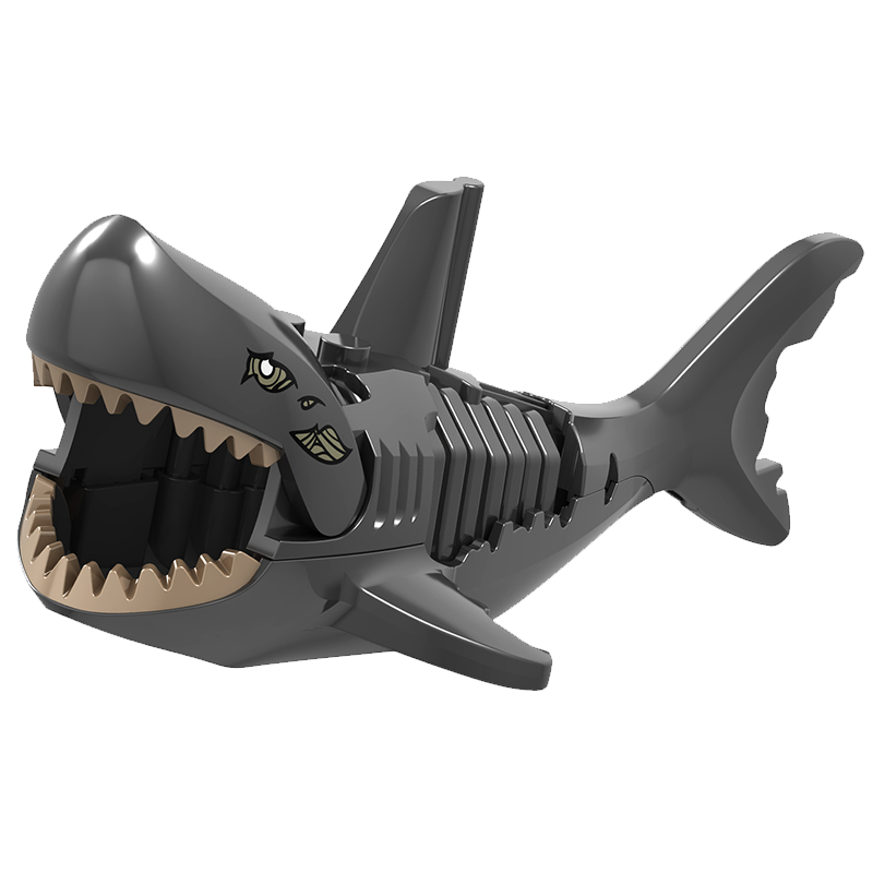 xl001原鲨鱼兼容乐高鲨鱼大电影巨齿幽灵大白鲨可吞人仔积木拼插便宜
