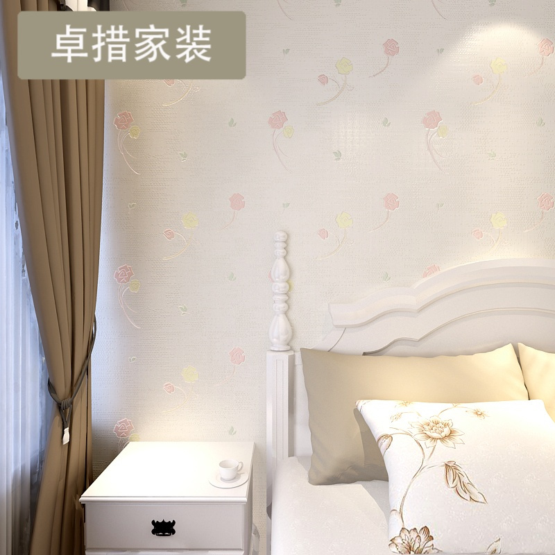 温馨田园卧室墙纸 经典立体小碎花卧室壁纸 环保无纺布壁纸 U010壹德壹