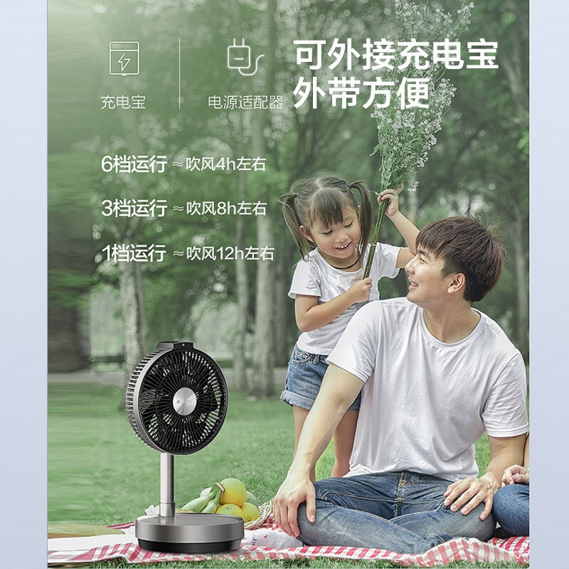 格力(GREE)电风扇FSZ-2303Bg7空气循环扇智能遥控户外便携台扇可伸缩折叠落地扇直流变频风扇高清大图