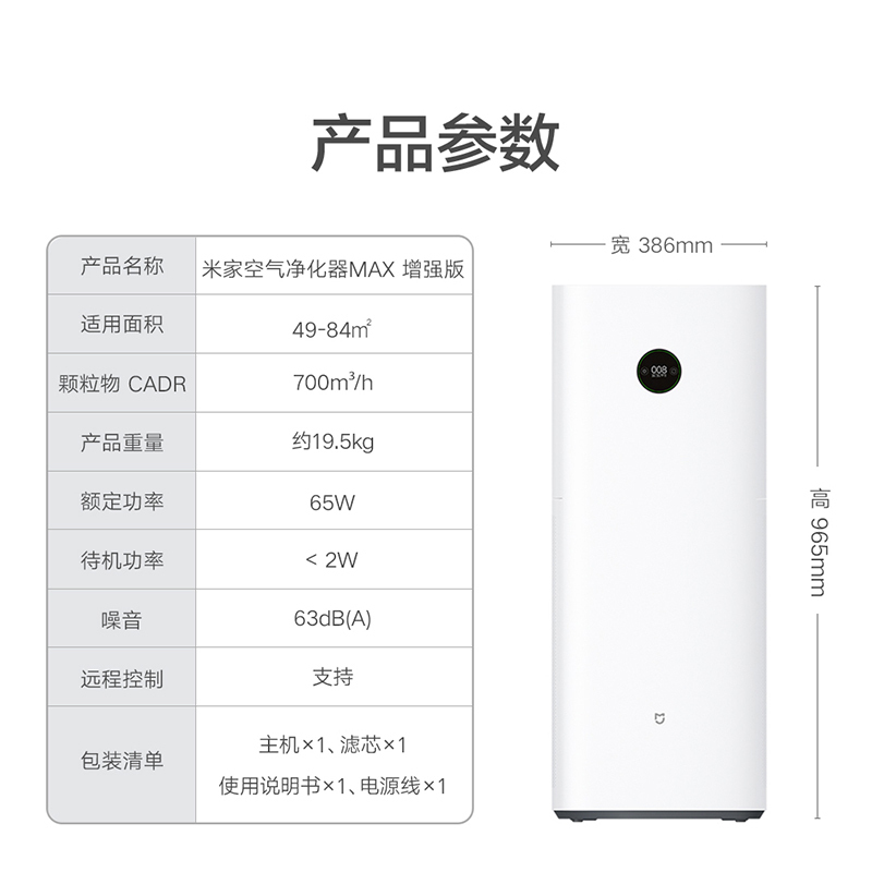 小米(mi)空气净化器米家空气净化器max 增强版ac-m5-sc报价_参数_图片