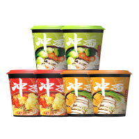 绿卡汤面(手工面)混合装6杯 非油炸泡面方便速食西红柿鸡汤鲜蔬