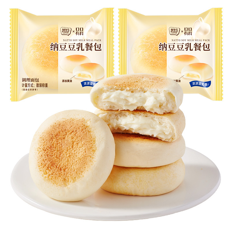 24包 纳豆豆乳餐包早餐食品夹心面包吐司糕点零食夜宵充饥整箱饱腹休闲零食高清大图