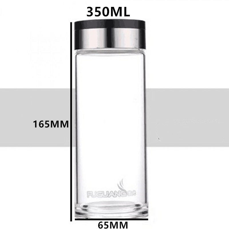 富光高硼硅单层玻璃杯带滤网G1613大容量泡茶彩色盖水杯定制印字 单层不带滤网350毫升 买一送一拍一发2只装裸杯