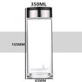 富光高硼硅单层玻璃杯带滤网G1613大容量泡茶彩色盖水杯定制印字 单层不带滤网350毫升 买一送一拍一发2只装裸杯