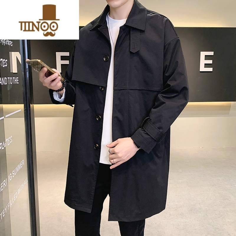 YANXU男士风衣中长款外套休闲工装百搭大衣英伦潮流轻熟潮牌夹克高清大图