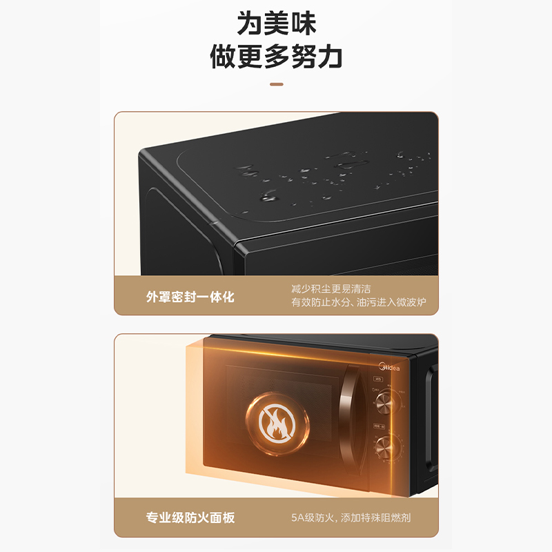美的 (Midea)微波炉 700W微波 高效加热 五档火力 专火快速解冻 转盘加热 M20C高清大图