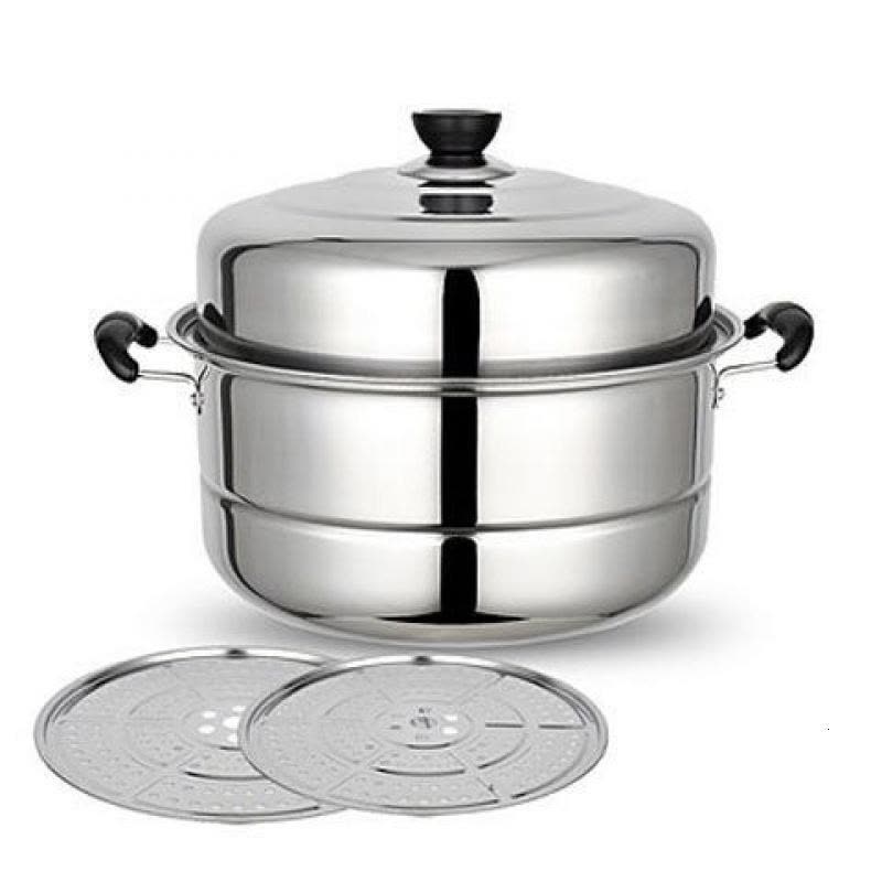 加厚不锈钢蒸锅小汤锅家用双层蒸馒头电磁炉煤气炉通用24-34cm 24加厚双层蒸锅（配2蒸片）图片