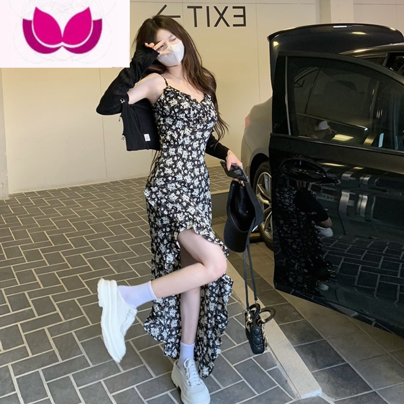 七斓夏季女装法式气质高级感海边吊带碎花连衣裙子小众设计轻熟风套装高清大图