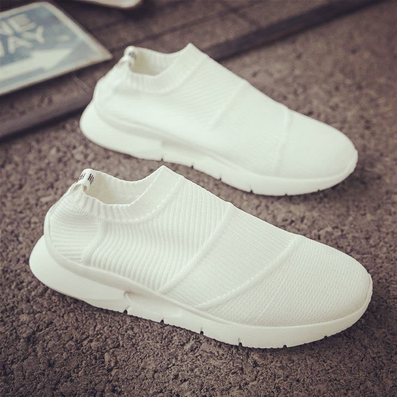 述雅春季袜子鞋男鞋子2021新款帆布夏季运动网鞋透气一脚蹬懒人小白鞋图片