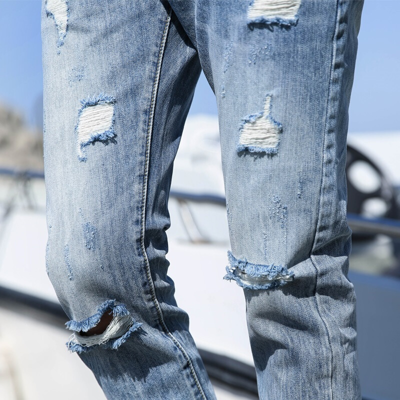 珂卡慕kekamu小魔怪g5g6乞丐裤男大洞大破洞九分牛仔裤土夏季乞丐宽松