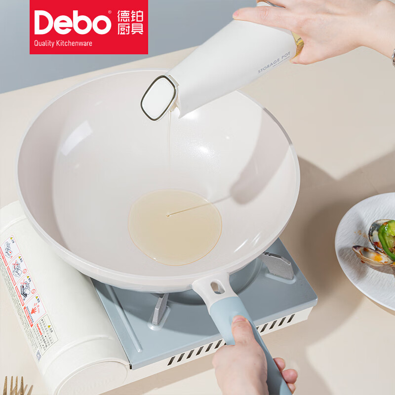 德铂(Debo) 埃菲尔含钛0涂层陶瓷炒锅煎锅国标一级不沾锅不挑灶具32cmDEP-DS417高清大图