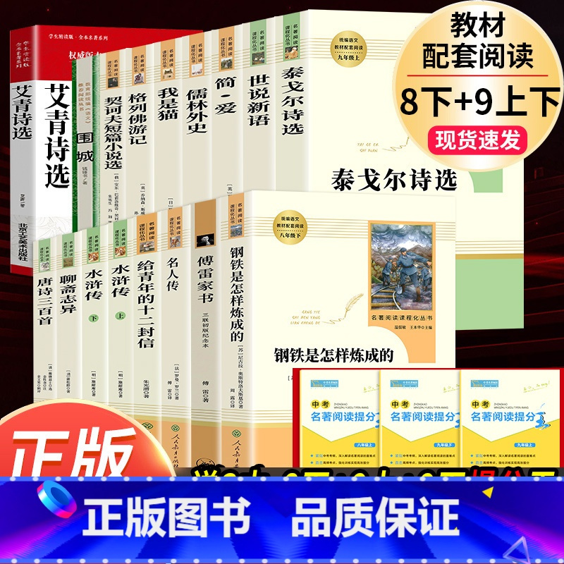 全套17本]八年级下4册+九年级上下13册必读 [正版]钢铁是怎样炼成的经典常谈名人传给青年的十二封信苏菲平凡的世界原著