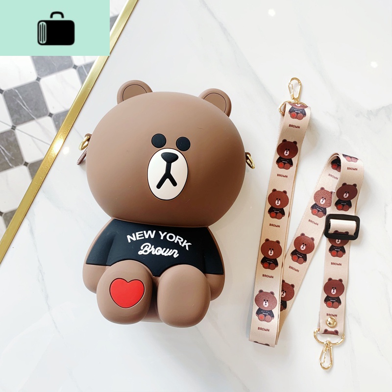 2020新款Q版大熊可爱流行包包硅胶时尚斜挎包卡通零钱包少女背包NEW LAKE高清大图