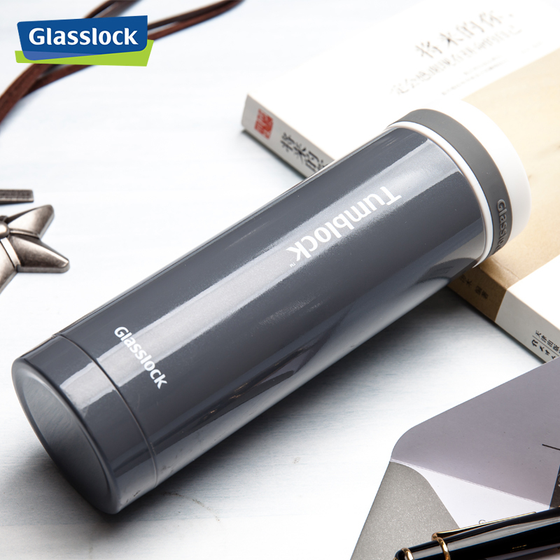 三光云彩(GLASSLOCK)保温杯男女学生保热保冷水杯高档304不锈钢韩版可爱便携迷你茶杯300ml 灰色不锈钢保温杯