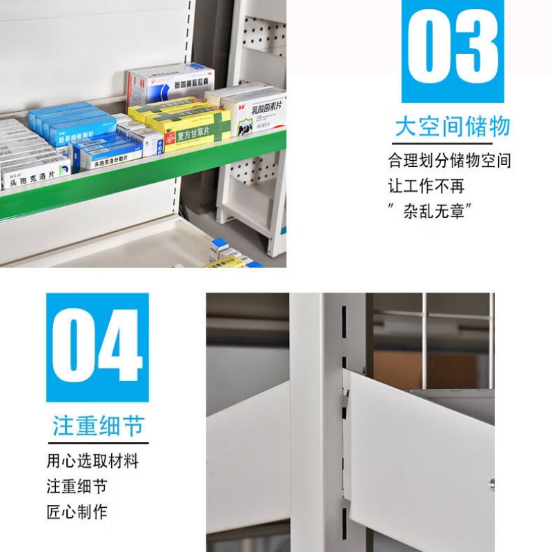 锦北药架医院开放式西药架加厚轨道式卫生室药品架 背空款单面七层高清大图