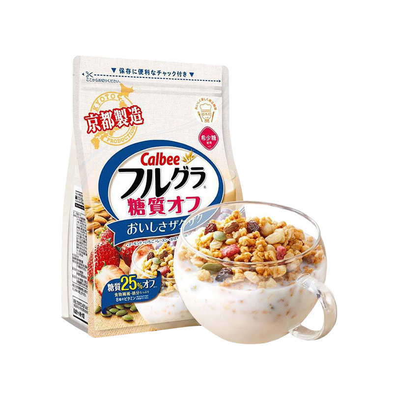 2件装|CALBEE卡乐比 水果麦片减糖麦片600g+安佳Anchor成人脱脂奶粉1kg