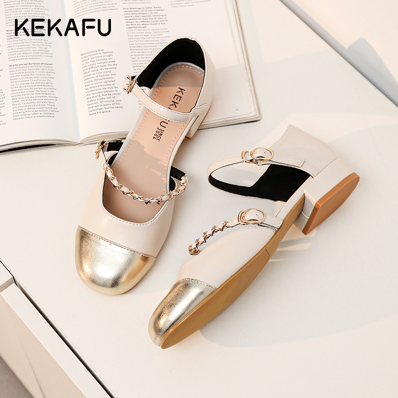 珂卡芙小香风凉鞋女夏季2023新款外穿法式包头百搭平底玛丽珍女鞋