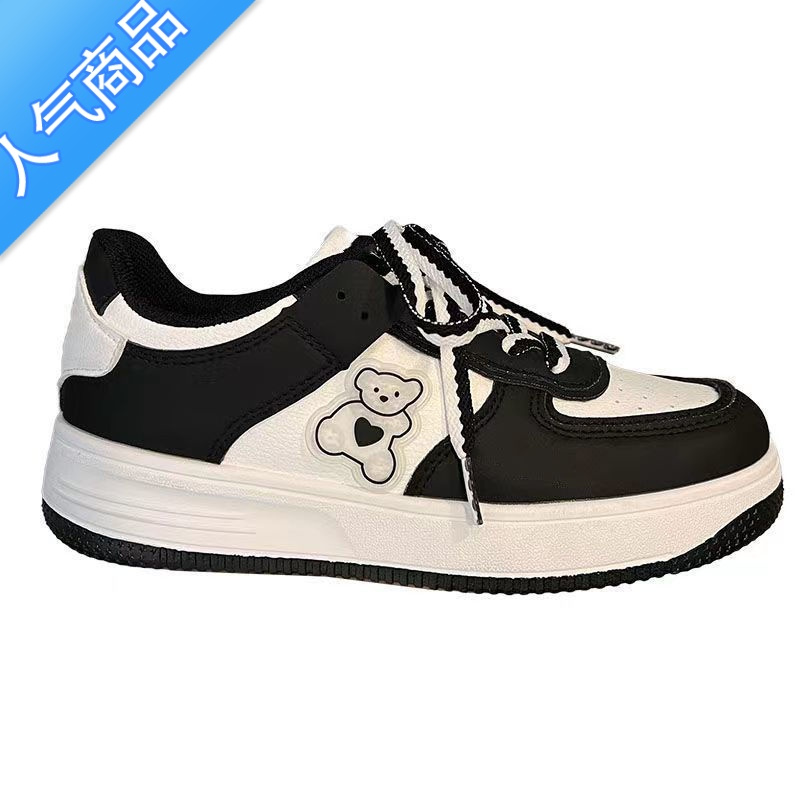 suntek国潮爆改黑白熊猫小白鞋2022年夏季新款百搭小众透气板鞋女校园