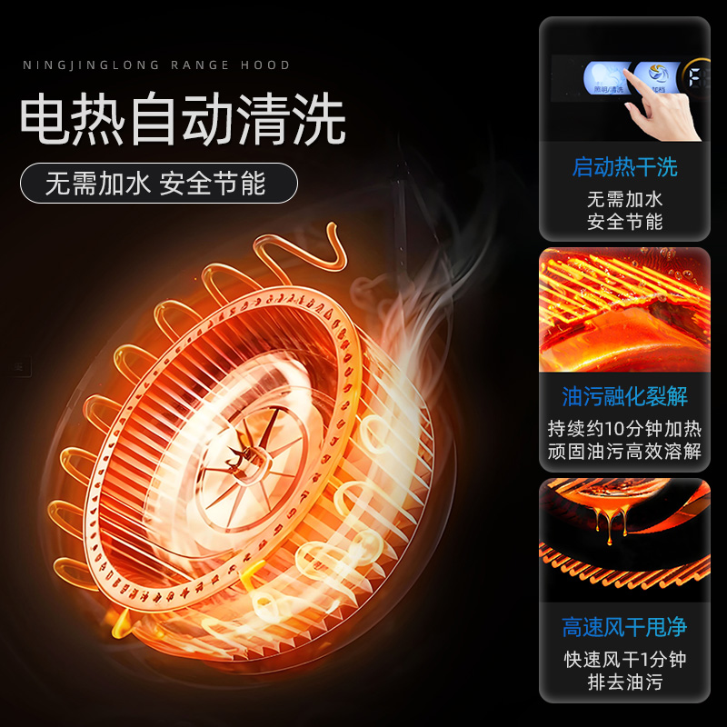 宁金龍 欧式油烟机 90T53 23m³/min 智能变频 强风压 一级能效 挥手感应易拆洗高清大图
