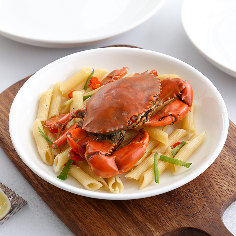 顺心优 纯白陶瓷剁椒鱼头盘大号圆形蒸鱼盘饺子盘菜盘 14英寸/个高清大图