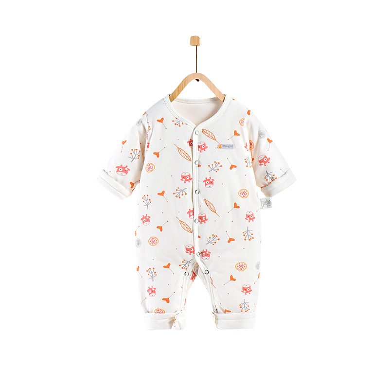 童泰TONGTAI婴童棉服秋冬婴幼儿纯棉对开薄棉连体衣0-2岁宝宝哈衣连身衣儿童通用90cm