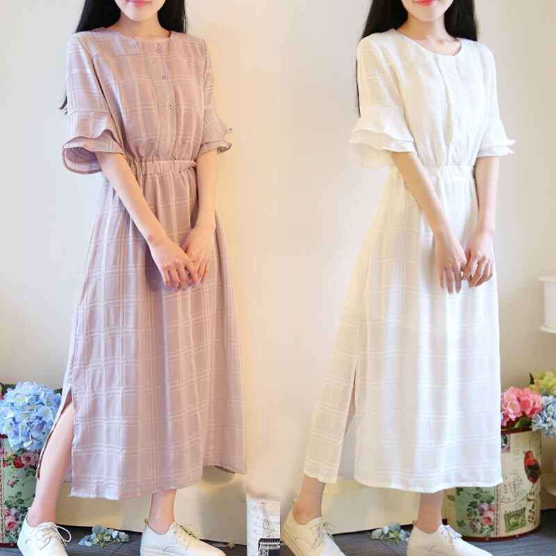 夏季雪纺连衣裙韩版学生文艺甜美田园森系仙女长裙小清新裙子女夏