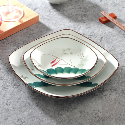 联系客服鱼晓67英寸方盘陶瓷平盘家用凉菜平盘菜盘创意蛋糕盘西餐盘子
